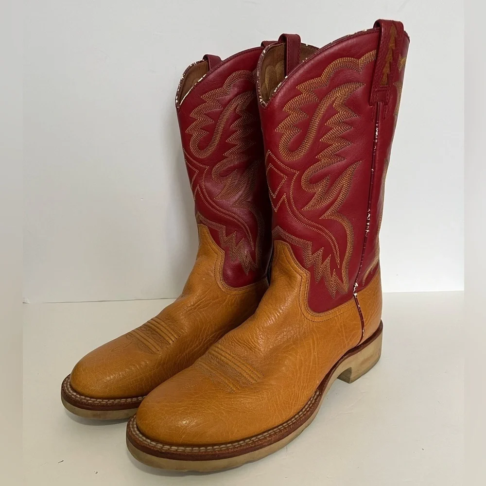 Ariat Womens Size 10B Cobalt Crepe Western Cowboy Boots Suntan Red
